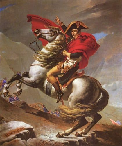 German:  Napoleon am Großen St. Bernhard Napoleon Crossing the Alpstitle QS:P1476,de:"Napoleon am Großen St. Bernhard "label QS:Lde,"Napoleon am Großen St. Bernhard "label QS:Lit,"Napoleone attraversa il passo del Gran San Bernardo"label QS:Lnl,"Napoleon Bonaparte steekt de Alpen over op de Grand Saint Bernard"label QS:Lfr,"Bonaparte franchissant le Grand-Saint-Bernard"label QS:Lmk,"Наполеон ги преминува Алпите"label QS:Les,"Napoleón cruzando los Alpes"label QS:Leu,"Napoleon Alpeak zeharkatzen"label QS:Lru,"Наполеон на перевале Сен-Бернар"label QS:Lla,"Napoleo Alpes transcendit"label QS:Lvi,"Đệ nhất tổng tài vượt dãy Anpơ trên đèo Grand-Saint-Bernard"label QS:Lpt,"Napoleão cruzando os Alpes"label QS:Len,"Napoleon Crossing the Alps"label QS:Lfa,"ناپلئون در حال عبور از آلپ"label QS:Lde-at,"Bonaparte beim Überschreiten der Alpen am Großen Sankt Bernhard" — Equestrian Portrait