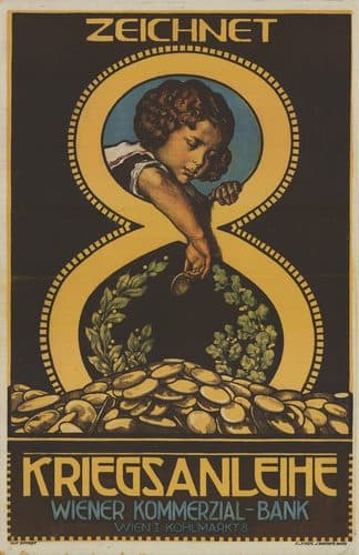 14 Sammlung Eybl Österreich. Alfred Offner (1879-1937). Zeichnet 8. Kriegsanleihe. 1918. 95 x 63 cm. (Slg.Nr. 325) — Propaganda Art