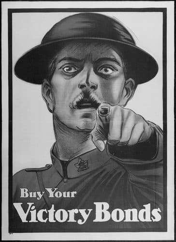 Buy Your Victory Bonds. Color poster. Issued by Victory Bond Committee, Ottawa, Canada., ca. 1917 — Propaganda Art