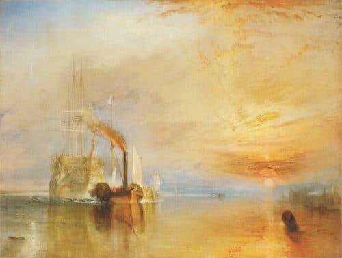 The Fighting Temeraire tugged to her last berth to be broken up, 1838 label QS:Lfr,"Le Dernier Voyage du Téméraire"label QS:Len,"The Fighting Temeraire tugged to her last Berth to be broken up" — Seascape