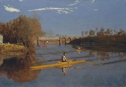 The Champion Single Sculls (Max Schmitt in a Single Scull) label QS:Lde,"Max Schmitt im Einer"label QS:Len," The Champion Single Sculls (Max Schmitt in a Single Scull)" — Sports Art