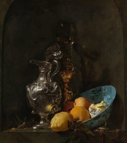 Still Life with a Silver Jug and a Porcelain Bowl title QS:P1476,en:"Still Life with a Silver Jug and a Porcelain Bowl "label QS:Len,"Still Life with a Silver Jug and a Porcelain Bowl "label QS:Lfr,"Nature morte avec cruche d'argent"label QS:Lpl,"Martwa natura ze srebrnym dzbankiem"label QS:Luk,"Натюрморт зі срібним глечиком"label QS:Lnl,"Stilleven met zilveren kan en porseleinen kom"label QS:Lde,"Stilleben mit Silberkanne und Porzellanschüssel"label QS:Lru,"Натюрморт с серебряным кувшином" — Still Life